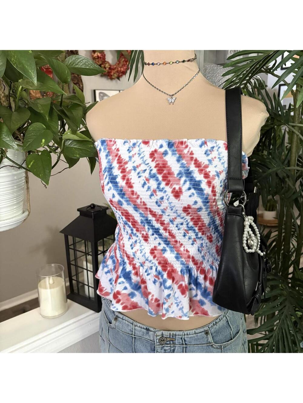tiedye cropped tube top